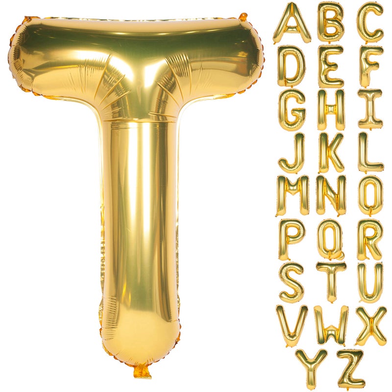 CHANGZHONG Letter Balloons 40 Inch Giant Jumbo Helium Foil Mylar for Party Decorations Gold T - Image 1